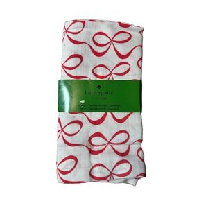 KATE SPADE NAPKINS (4) WHITE RED BOWS 60% COTTON 40% POLYESTER NIP